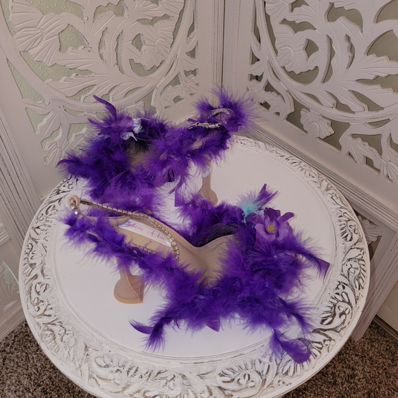 "VIOLET RAE" Feather Ankle Strap Heels - Picture 6 of 10